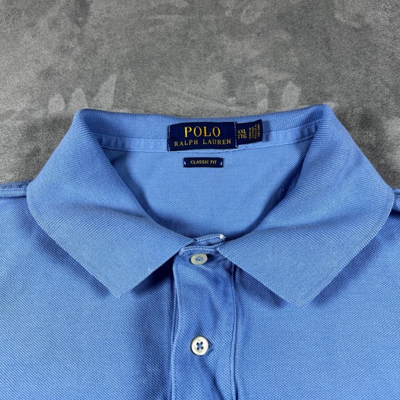 Polo Ralph Lauren Mens XXL Classic Fit Blue Short Sleeve Pique Polo Shirt Yellow - Picture 4 of 14